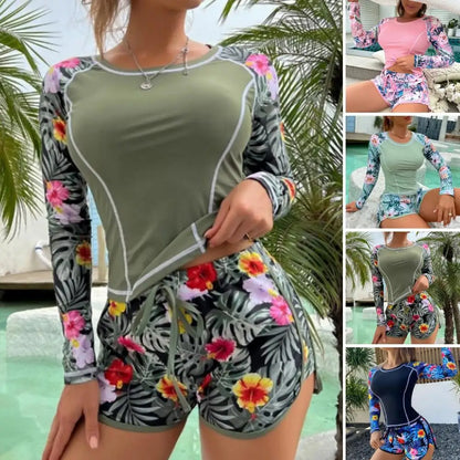 Maillot de Bain Manche Longue Motif Fleurs