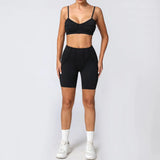 Ensemble Tenue Sport Fitness Pilates Côtelé Femme