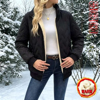 Veste matelassée femme rose col montant hiver – Noir