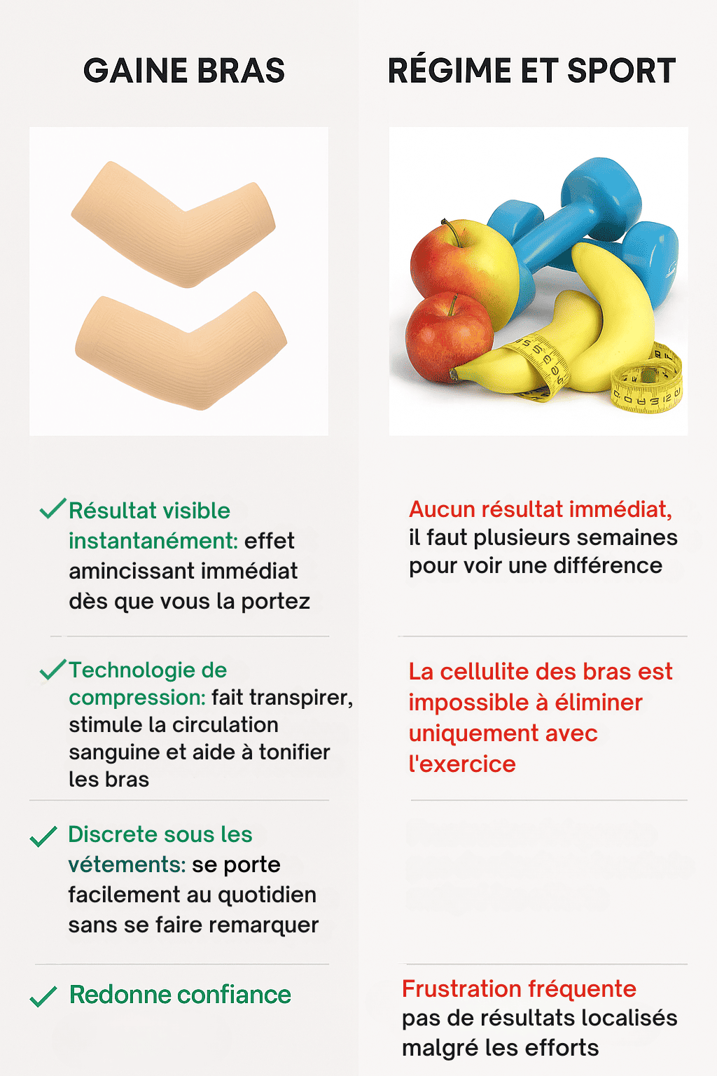 Gaine Amincissante Bras beige montrant effet amincissant immédiat et confort discret sous les vêtements au quotidien.