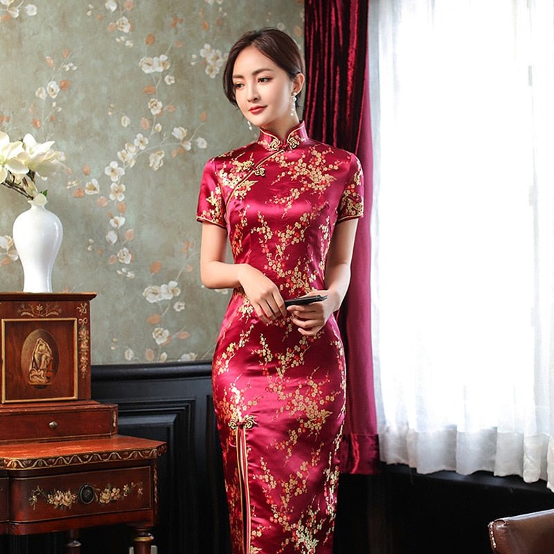 Robe japonaise rouge et gold