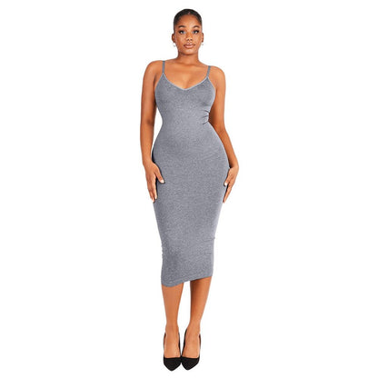robe longue gris femme ronde