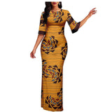 Robe Africaine Wax jaune et marron