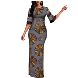 Robe Africaine Wax gris et marron