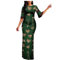 Robe Africaine Wax vert avec coeur