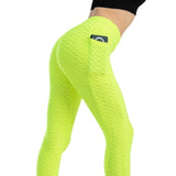 Legging anti cellulite avec poches jaune fluo