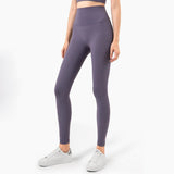 Legging gainant femme sport taille haute violet léger