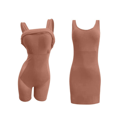 Robe Très Gainante marron éléments