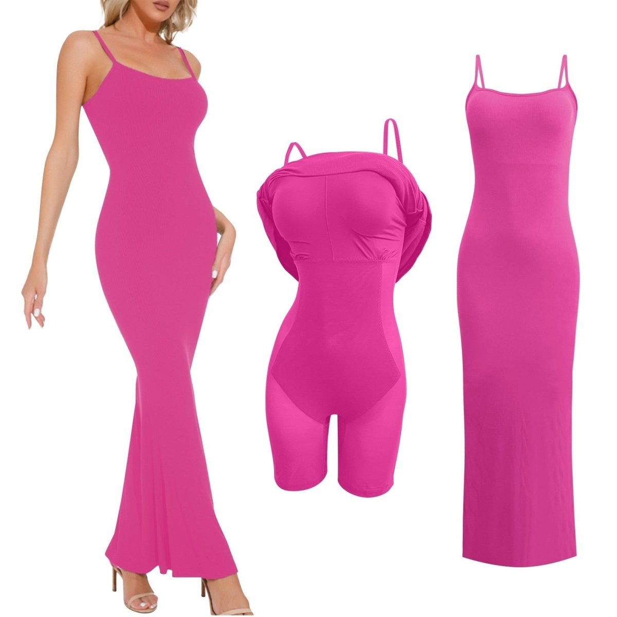 Robe Très Gainante rose à bretelle