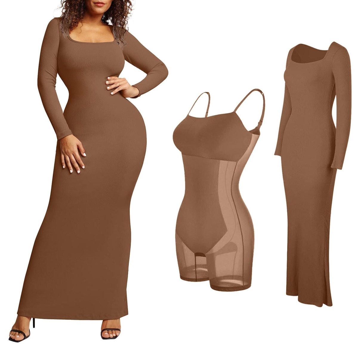 Robe Très Gainante marron