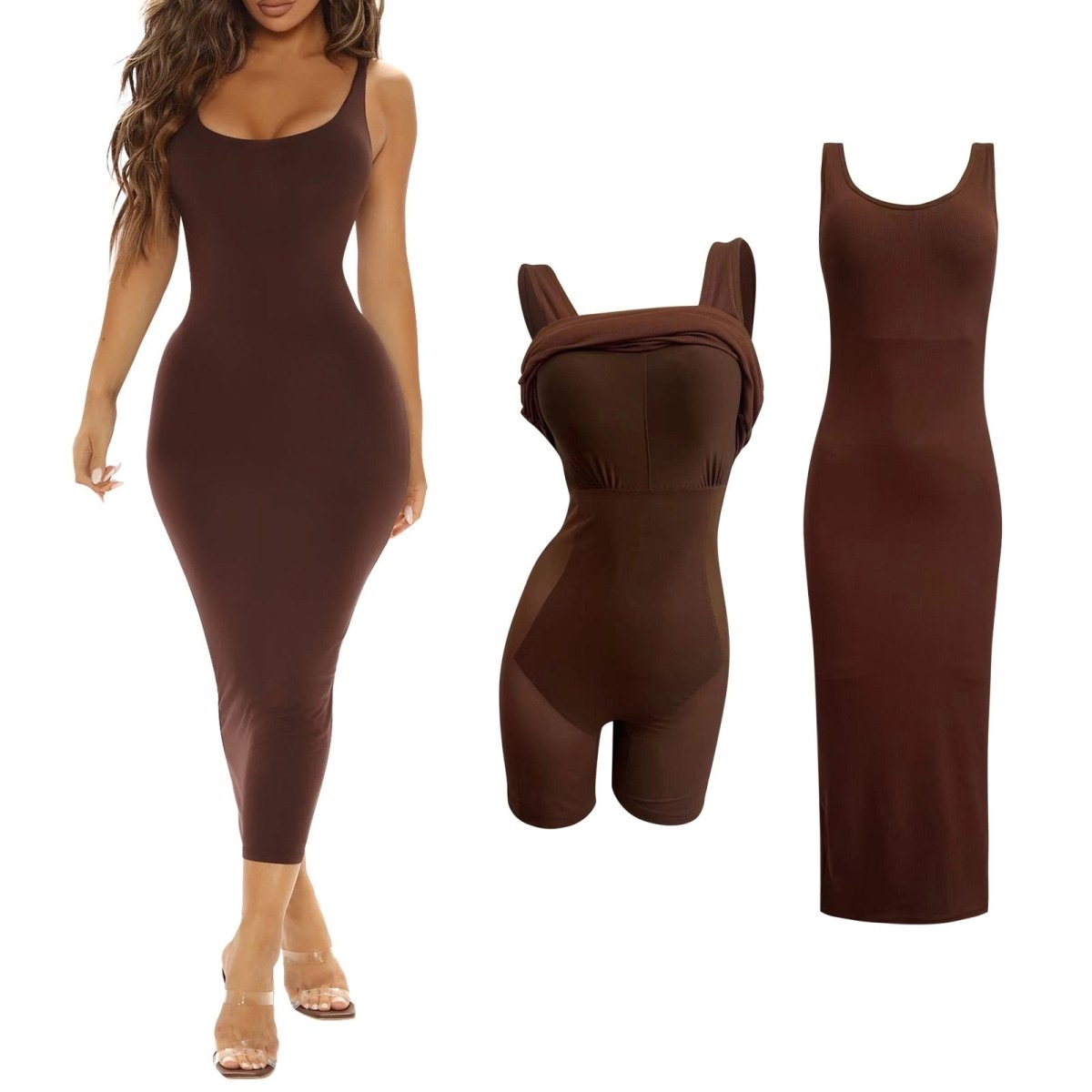 Robe Très Gainante marron pour femme
